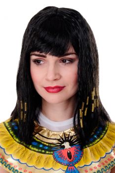 Lange schwarze Cleopatra Perücke für Damen 