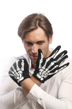 Handschuhe Schwarz Skelett Knochen Tod Modell: RH-004