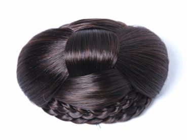 Dutt Haardutt Haarknoten Chignon traditionell geflochten oval groß Schwarz Rot Mix Modell: TYP-616