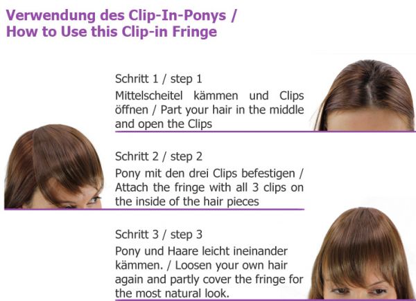 Clip-In Pony Scheitel Dunkelrot Rot Modell: YZF-3038