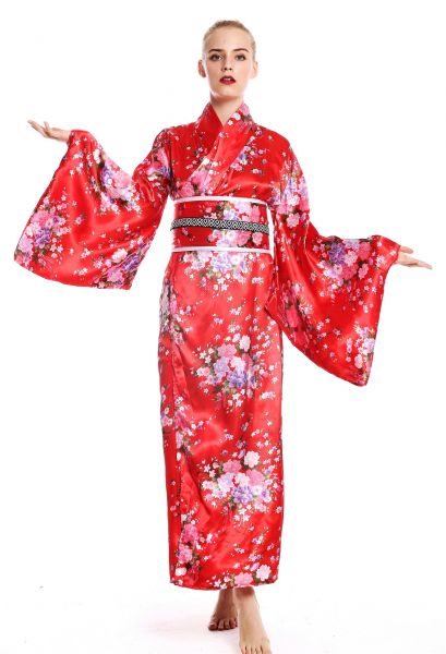 Kimono Geisha Japanerin Damenkostüm rot Modell: W-0289