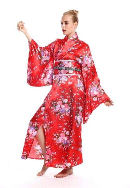 Kimono Geisha Japanerin Damenkostüm rot Modell: W-0289
