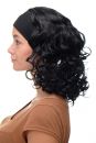 Damenperücke Stirnband Samtschwarz Locken Schulterlang Modell: BRO-704